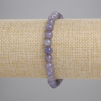 Bracelet en iolite à billes lisses, diamètre environ 6 mm, longueur environ 18 cm, fil élastique