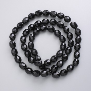 Perles en cristal tchèque sur fil noir mat grain facetté, diamètre 9,5×8 mm + -, longueur 56 cm +