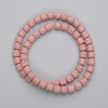 Perles roses de lave volcanique cylindriques, diamètre 6×6 mm, sur fil, longueur 38 cm+