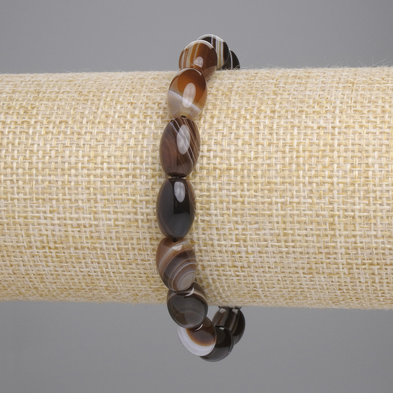Bracelet en agate barillet, diamètre 12×8 mm, longueur 18 cm, élastique