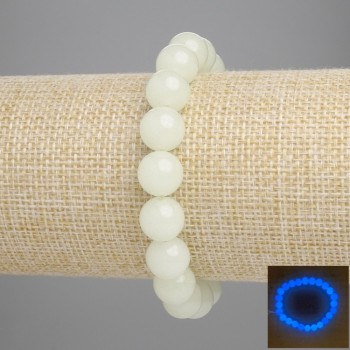 Bracelet en onyx (lueur bleue) perles lisses, diamètre 10 mm ±, longueur 18 cm ±, élastique