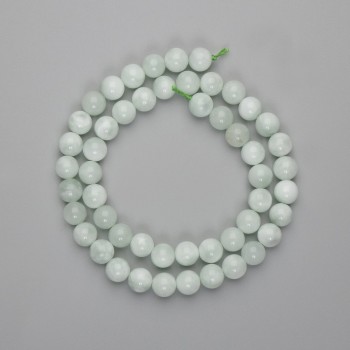 Perles d'angélite, sphères lisses, diamètre 8 mm ±, longueur 39 cm ±, sur fil