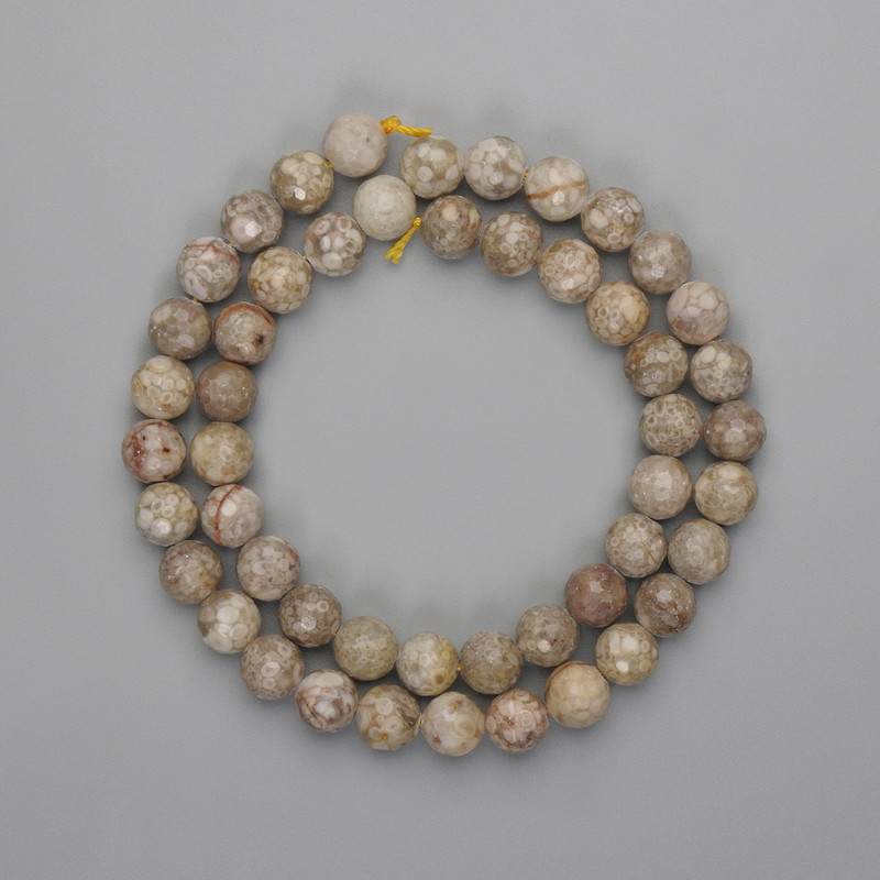 Perles de pisolithe facettées 8 mm+-, longueur 39 cm+