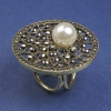 Broche-clip pour foulards et châles, strass blancs Mallorca, 40 mm ±, métal doré, clip, diamètre 22 mm+