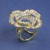 Broche-clip pour foulards et mouchoirs, strass blancs, fleur, 33 mm ±, métal doré, clip, diamètre 22 mm+