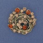 Broche-pendentif «Accent» en métal doré, strass, 37 mm +