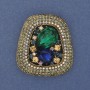 Broche-pendante «Accent» cristaux et strass métal doré 45×30–40 mm+