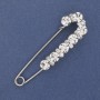 Broche-épingle à strass blancs, 79 × 20 mm ± métal argenté