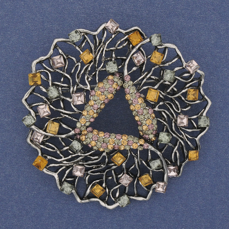 Broche-pendantif «Accent» avec strass colorés