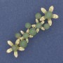 Broche «Fleurs» en néphrite dorée et métal doré 55×17 mm+