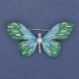 Broche Papillon strass blancs émail métal argenté 60×35 mm +