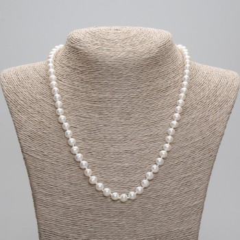 Collier de perles d'eau douce naturelles 6,5×6 mm, longueur 45 cm +/- 5 cm, chaîne d'extension
