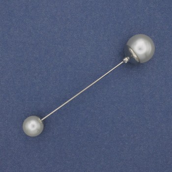 Broche-épingle avec perles de Majorque argentée
