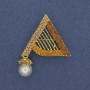 Broche Accent pendentif perle et strass métal doré 34x50 mm+