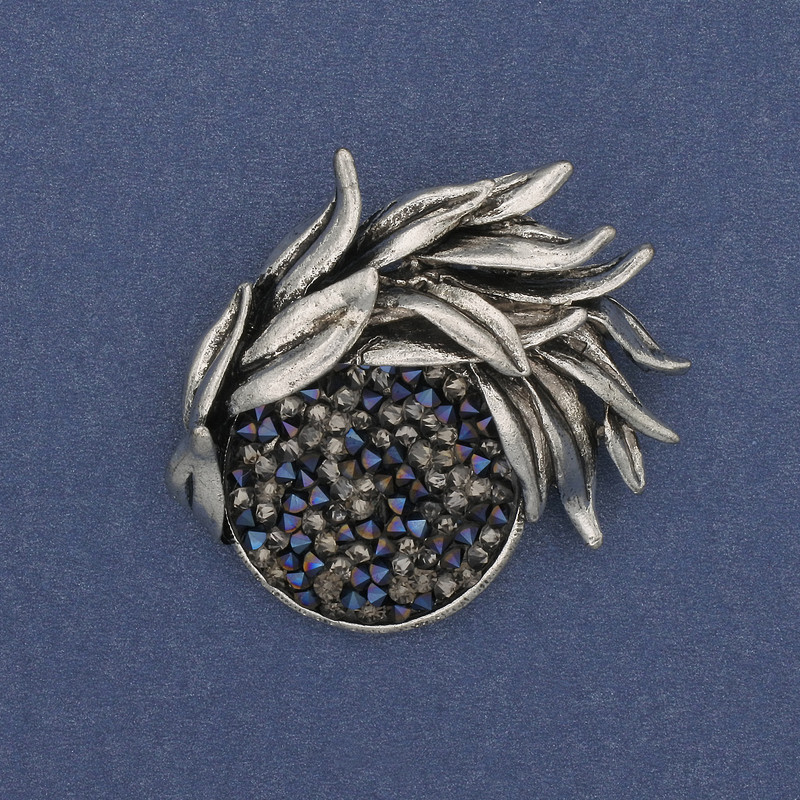 Broche-pendantif Accent strass métal argenté 44 × 40 mm +