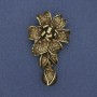 Broche-pendantif Fleur perle et strass, couleur bronze, 60x32 mm+