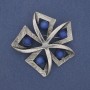 Broche Accent œil de chat bleu, métal argenté, 60 mm+
