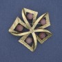 Broche Accent œil-de-chat rose métal doré 60 mm+