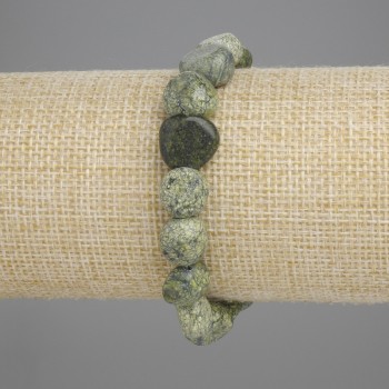 Bracelet en serpentine facettée, diamètre 10–12×10–11 mm, 5 mm ±, longueur 18 cm ±, élastique