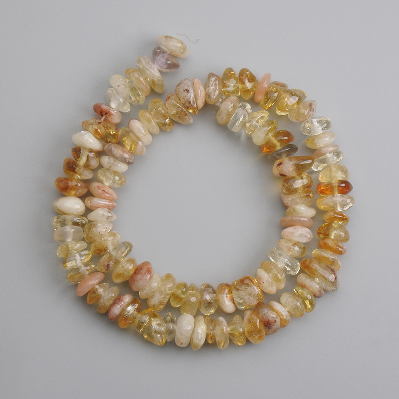 Perles de citrine en éclats, diamètre 8–11×3–5 mm, longueur 39 cm
