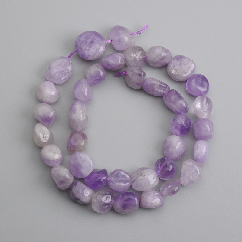 Perles d'améthyste galetées 10–13 × 10–15 mm, longueur 40 cm +