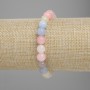 Bracelet en morganite, perles facettées, diamètre 8 mm ±, longueur 18 cm ±, élastique