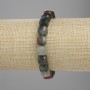 Bracelet en jaspe rouge facetté, cube 8,5 × 8,5 mm ±, longueur 18 cm ±, élastique