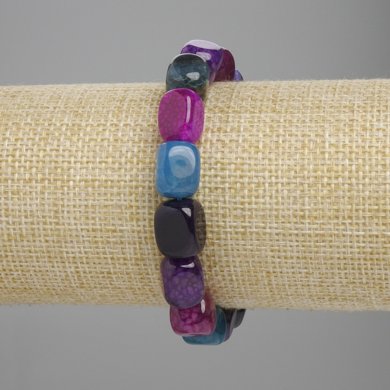 Bracelet en agate barres 12-13, 5×9-9, 5 mm ±, longueur 18 cm ±, élastique