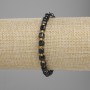 Bracelet en agate facettée cube, diamètre 5×5 mm ±, perles 3 mm ±, longueur 18 cm ±, base élastique