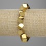 Bracelet en hématite dorée, cube 8×8 mm à trou traversant, couleur dorée, longueur 18 cm, élastique