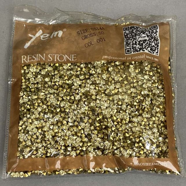 Strass jaunes, diamètre 4 mm ± emballage 75 g (±)