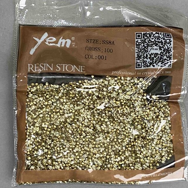 Strass jaunes, diamètre 2 mm ± emballage env. 30 g (±)