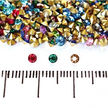 Strass multicolores assortis, diamètre 2,5 mm ± emballage 7 g