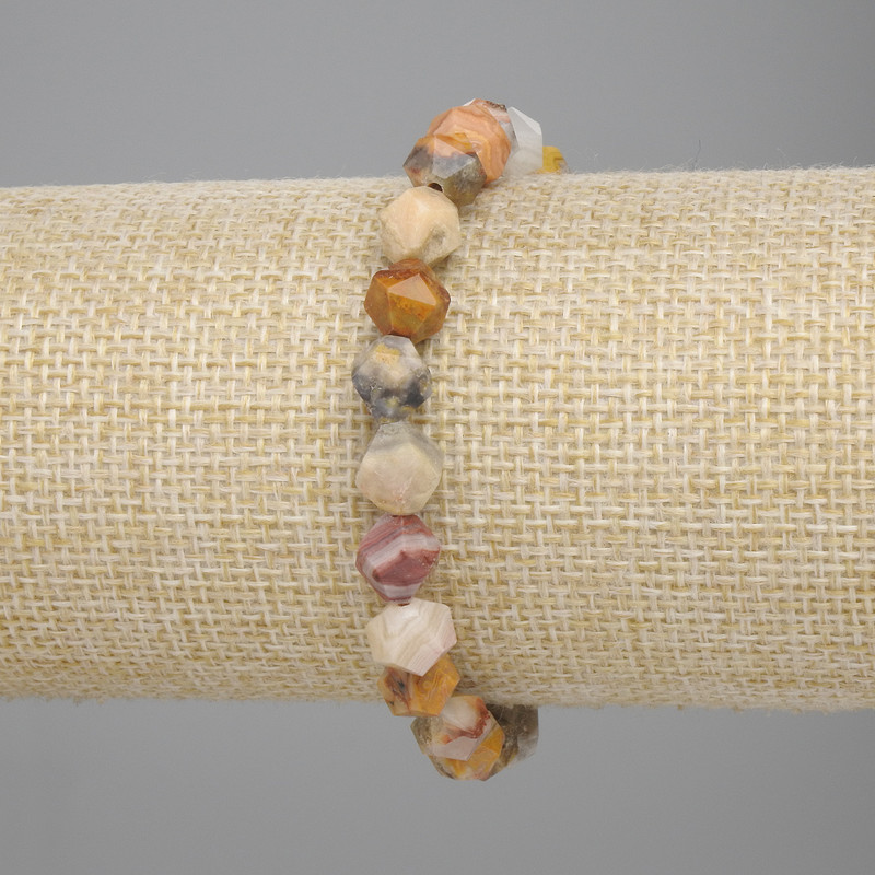 Bracelet jaspe à facettes 8×7 mm, longueur 18 cm ± élastique