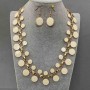 Ensemble collier et boucles d'oreilles émail blanc, longueur 48 cm+