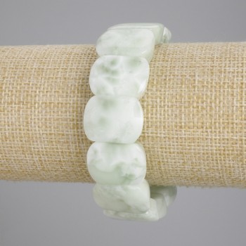 Bracelet angélite à maillons lisses, diamètre 20×15 mm ±, longueur 18 cm ±, élastique