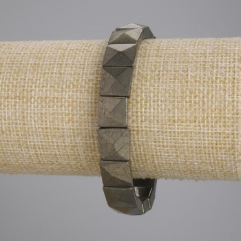 Bracelet en pyrite facetée, maillons 11 × 11 mm, longueur 18 cm ±, élastique