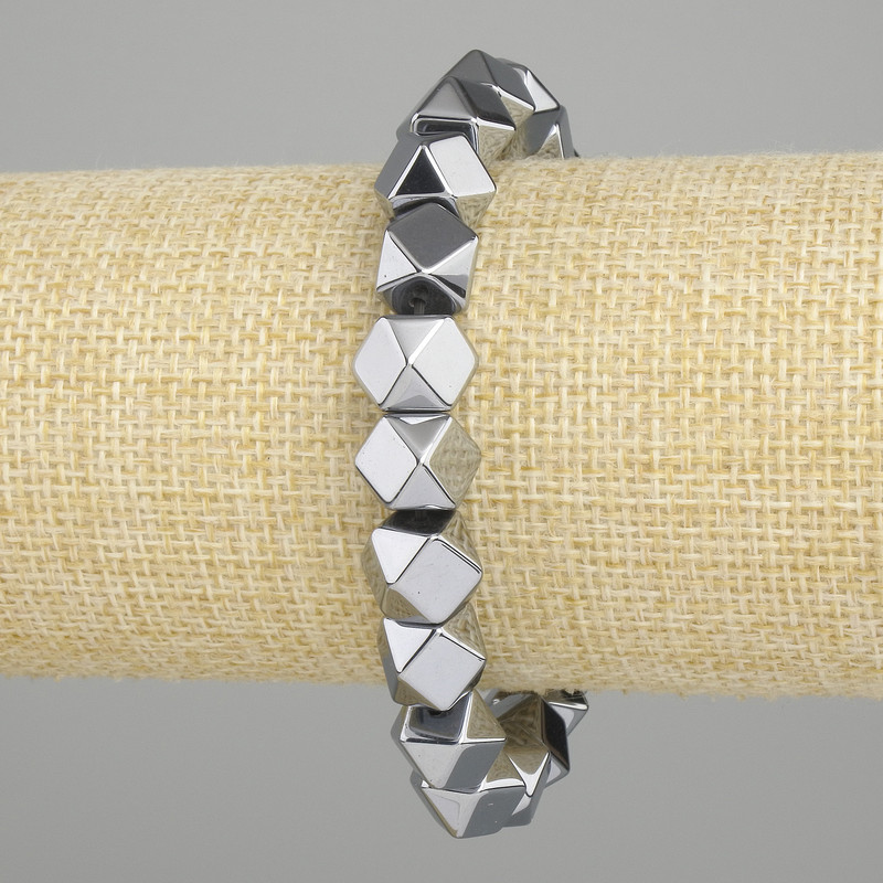 Bracelet térahertz à facettes, diamètre 8,5×8,5 mm, longueur 18 cm ±, élastique