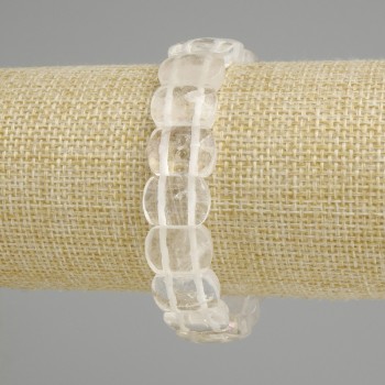 Bracelet cristal de roche à maillons facettés, diamètre 14x10 mm, longueur 18 cm (élastique)