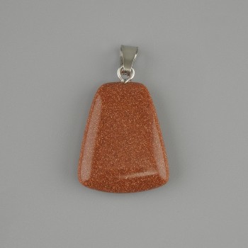 Pendentif aventurine sable doré, forme trapèze 17×21 mm ±, longueur 30 mm ±