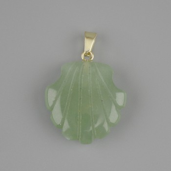 Pendentif Coquille Néphrite 22×22×mm +-, longueur 30 mm+-