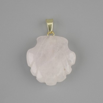 Pendentif Coquille en quartz rose 22×22 mm, longueur environ 30 mm