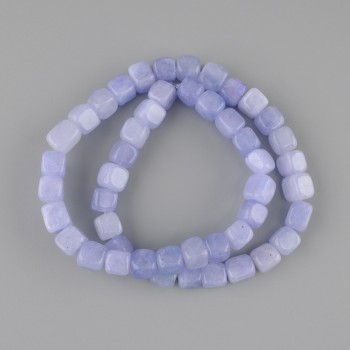Perles d'aigue-marine cubiques 7–8 × 7–8 mm, longueur 37 cm ± sur fil