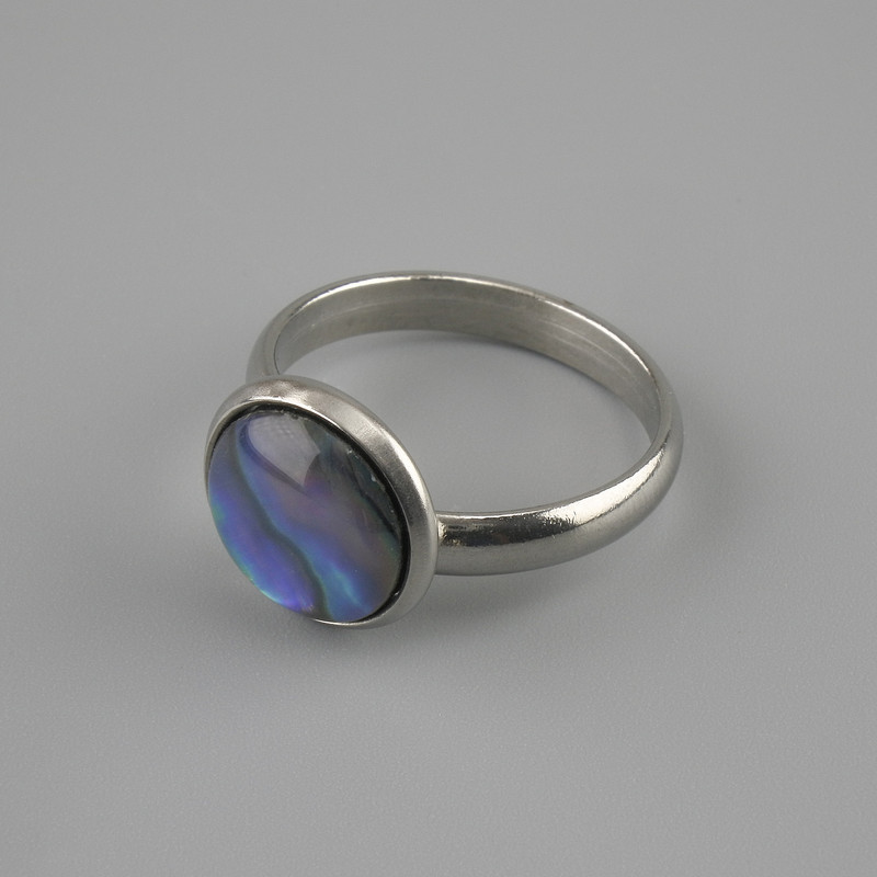 Bague Haliotis 12 mm ±, métal argenté