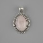 Pendentif quartz rose 34×21 mm ± métal argenté