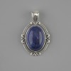 Pendentif Lazurite 34×21 mm ± métal argenté