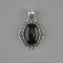 Pendentif en agate noire 34×21 mm, monture argentée