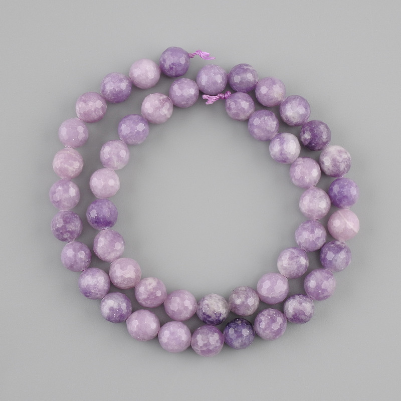 Perles facettées de lépidolite de 8 mm, longueur 36 cm