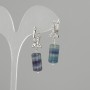 Boucles d'oreilles fluorite cylindre, diamètre 16 × 8 mm ±, longueur 34 mm ±