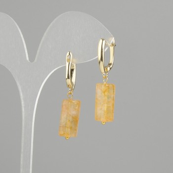Boucles d'oreilles en citrine cylindrique, diamètre 18 × 8 mm, longueur environ 37 mm
